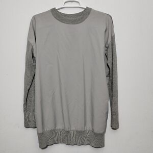 Lauren Ralph Lauren Women's S Twill-Front Sweater Platinum Heather Old Money